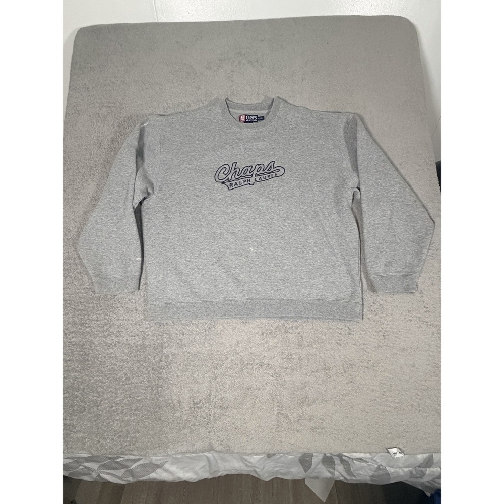 Chaps Ralph Lauren Sweatshirt Mens XL Gray Crewneck Pullover Fleece Logo Graphic